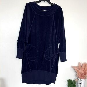 Anthropologie Lilka Terry Cloth Towel Navy Blue Beach Cover Up Dress Medium